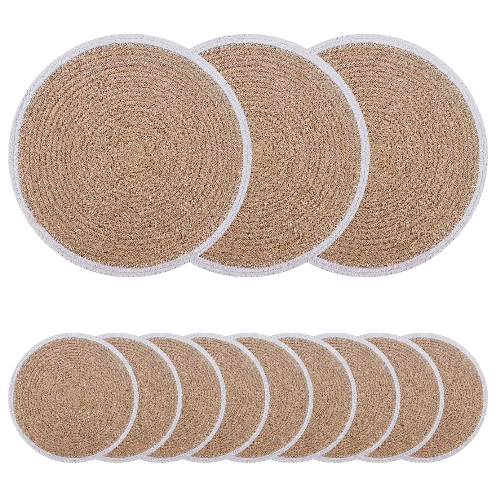 vidaXL Jute placematten 4 st Naturel en Zwart 100% Tossa Jute