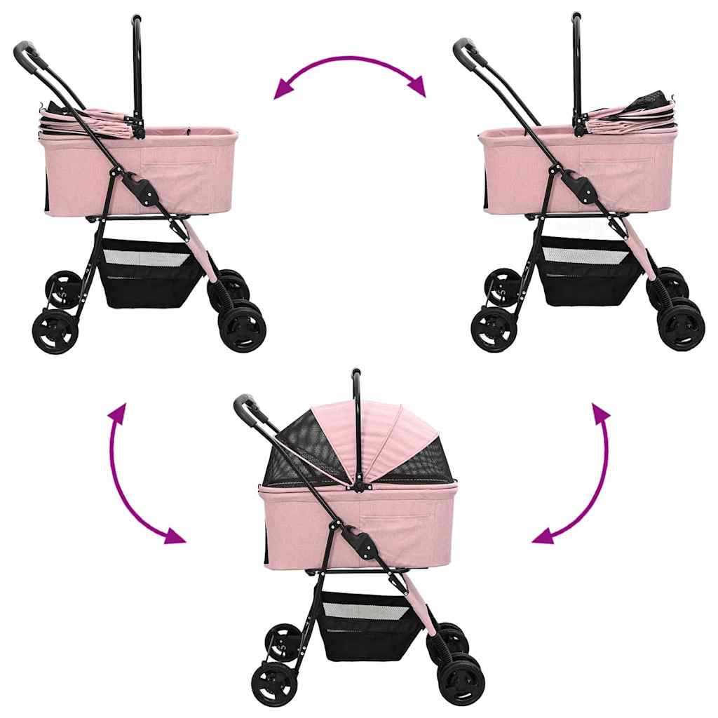 vidaXL Opvouwbare Huisdierenwagen Verstelbaar Roze 81 x 47 x 99 cm