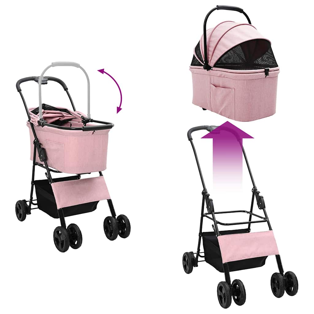vidaXL Opvouwbare Huisdierenwagen Verstelbaar Roze 81 x 47 x 99 cm