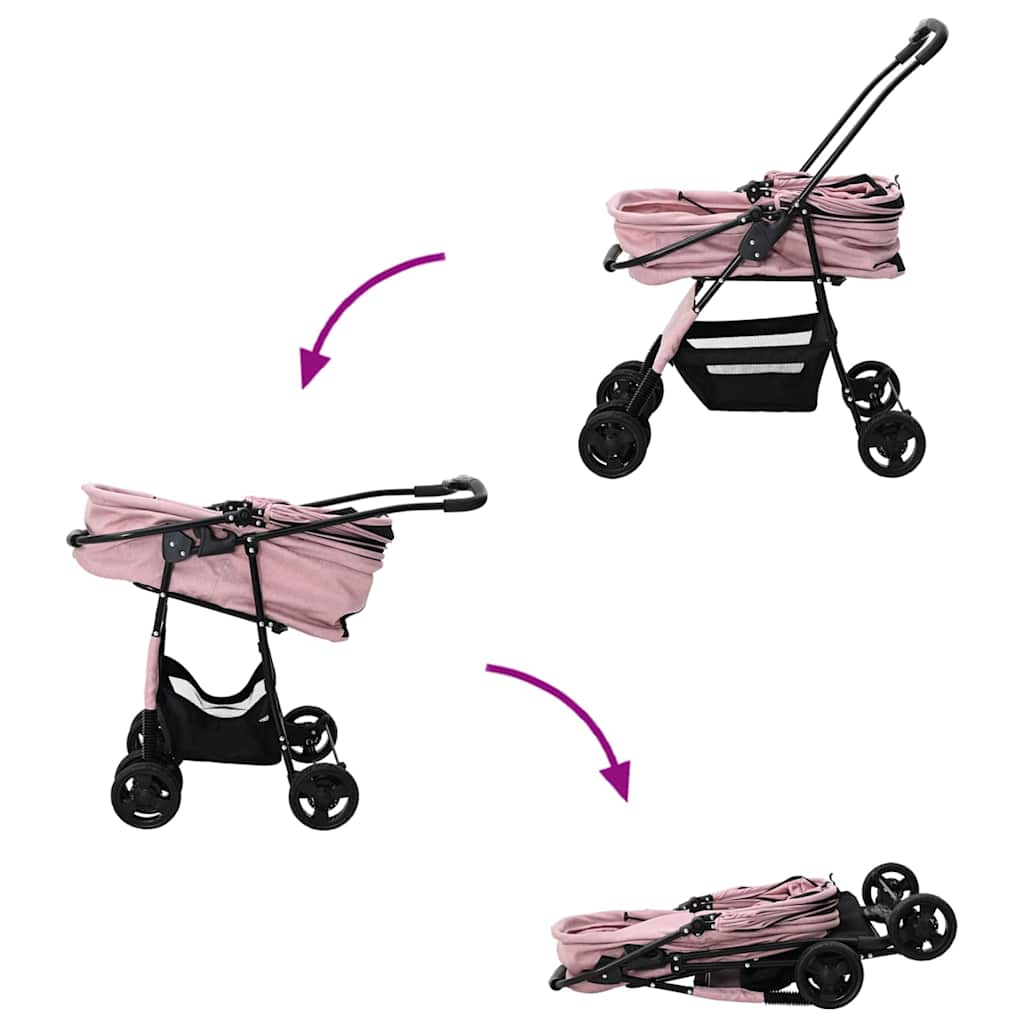 vidaXL Opvouwbare Huisdierenwagen Verstelbaar Roze 81 x 47 x 99 cm