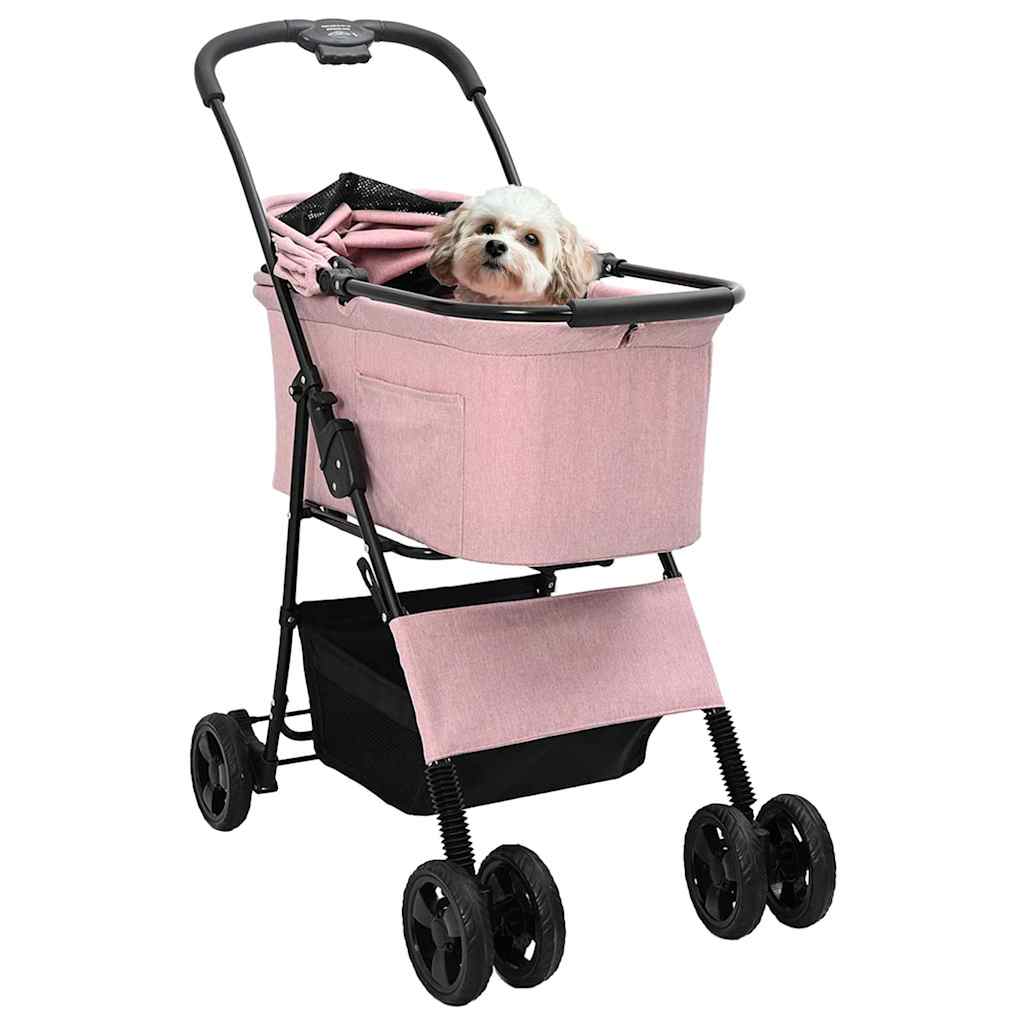 vidaXL Opvouwbare Huisdierenwagen Verstelbaar Roze 81 x 47 x 99 cm
