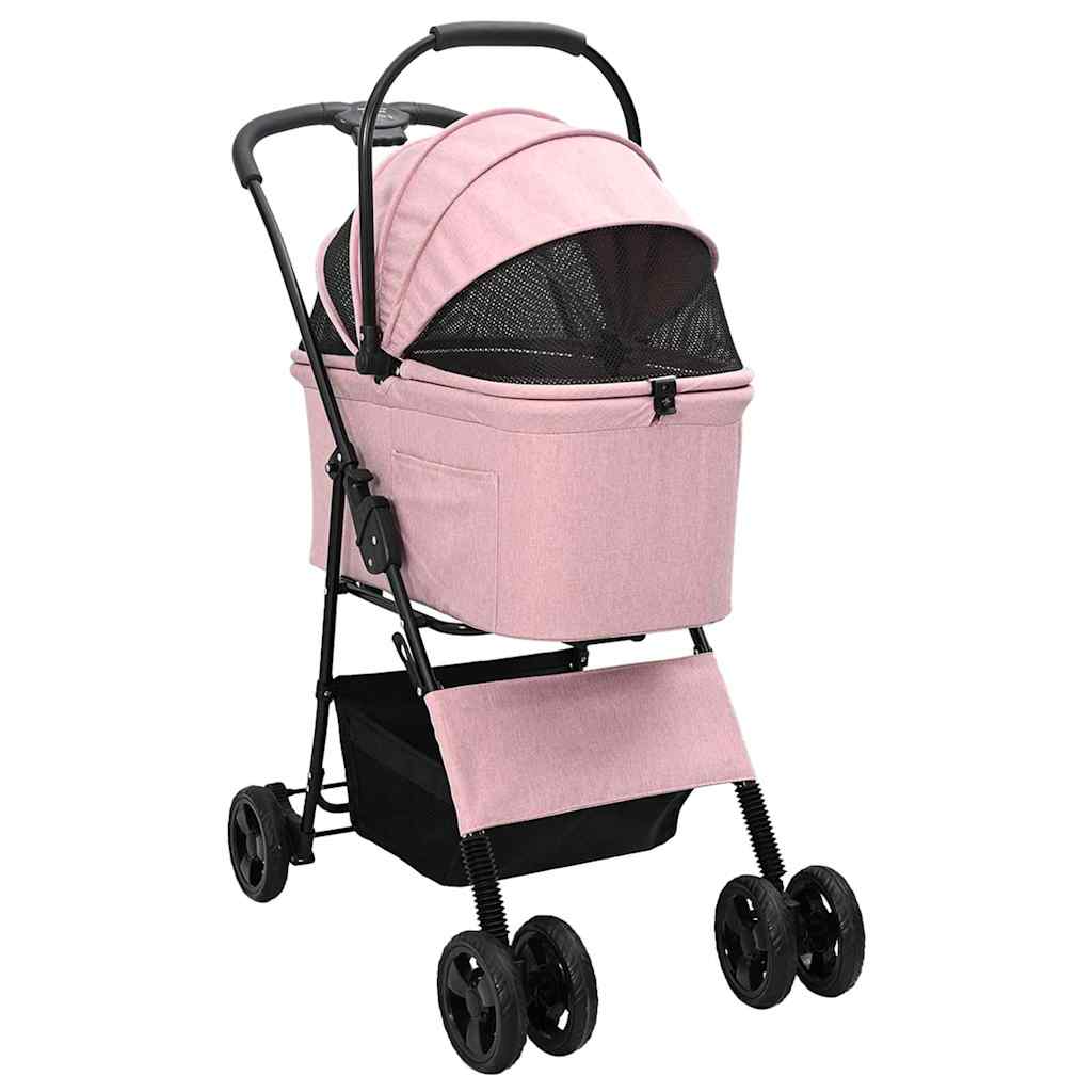 vidaXL Opvouwbare Huisdierenwagen Verstelbaar Roze 81 x 47 x 99 cm