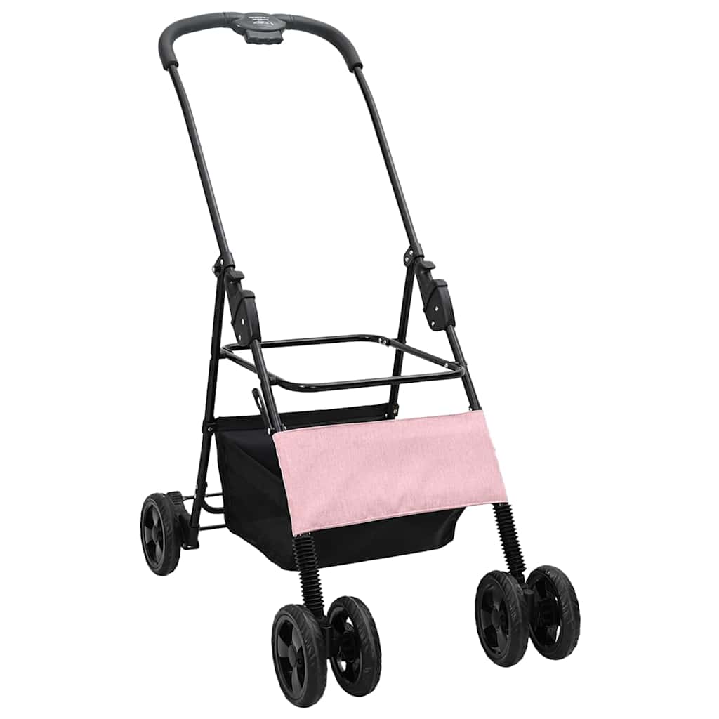 vidaXL Opvouwbare Huisdierenwagen Verstelbaar Roze 81 x 47 x 99 cm