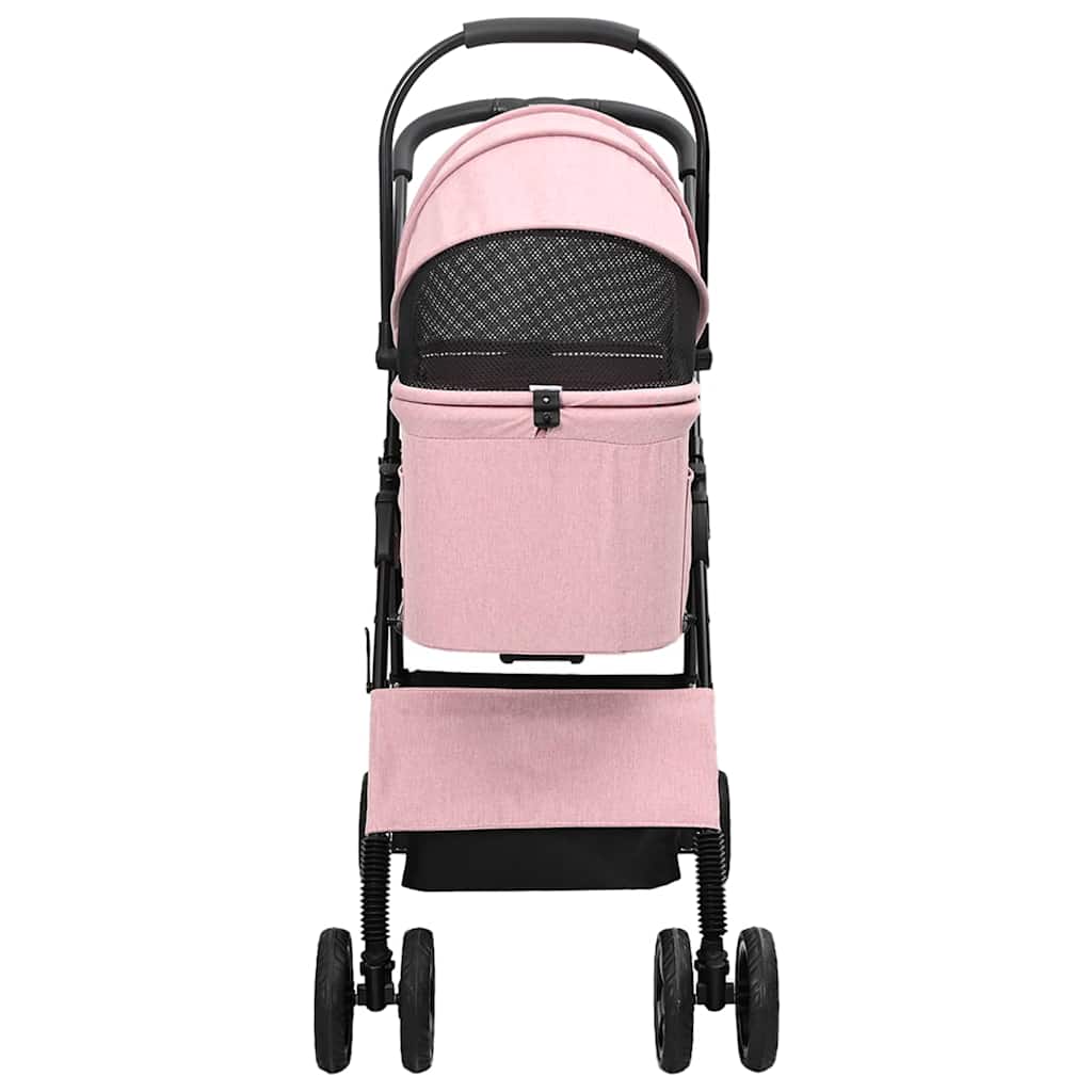 vidaXL Opvouwbare Huisdierenwagen Verstelbaar Roze 81 x 47 x 99 cm