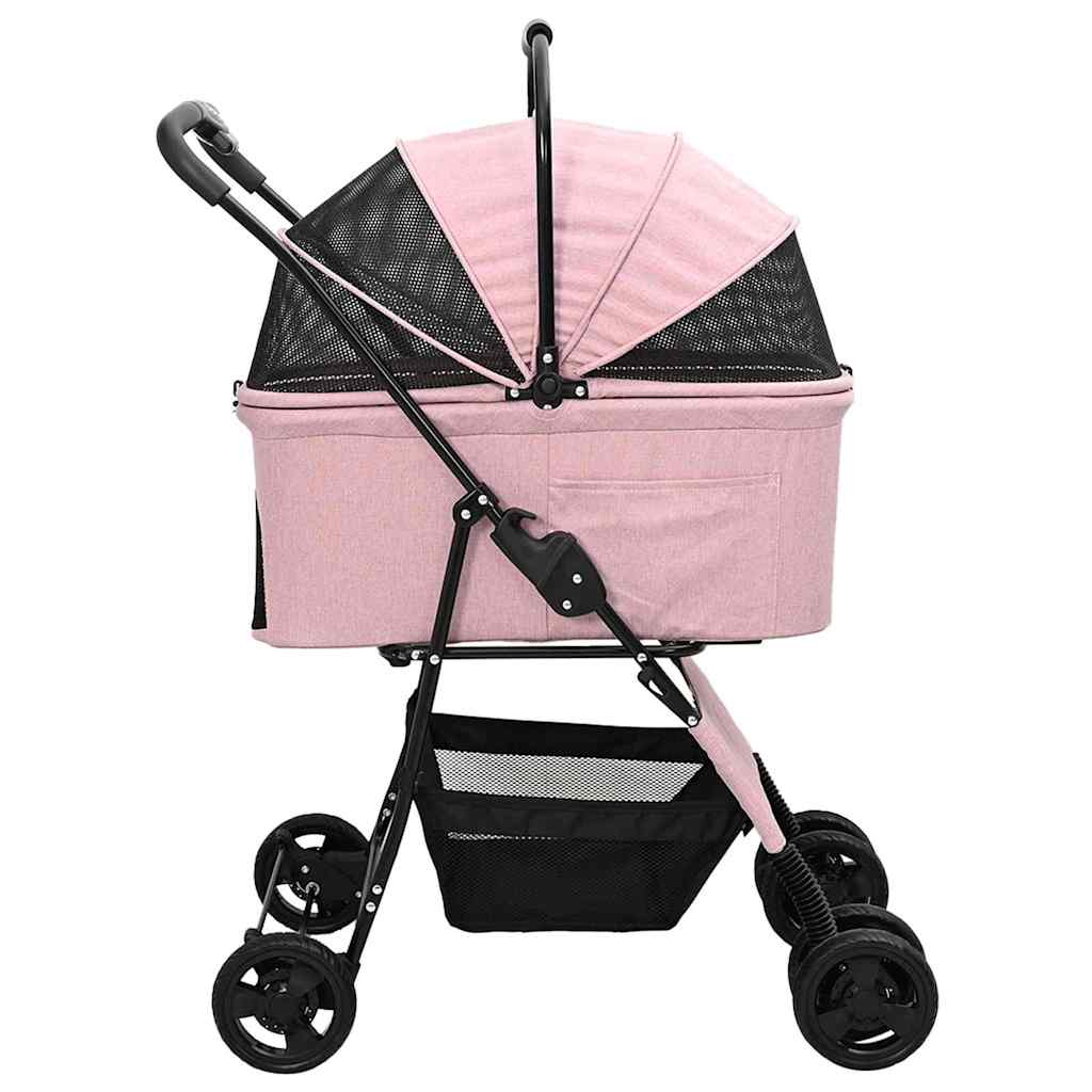 vidaXL Opvouwbare Huisdierenwagen Verstelbaar Roze 81 x 47 x 99 cm