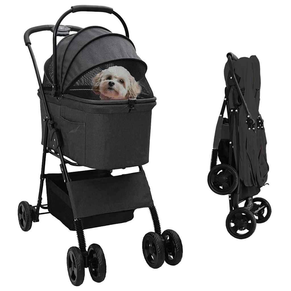 vidaXL Opvouwbare Huisdierenwagen Verstelbaar Roze 81 x 47 x 99 cm