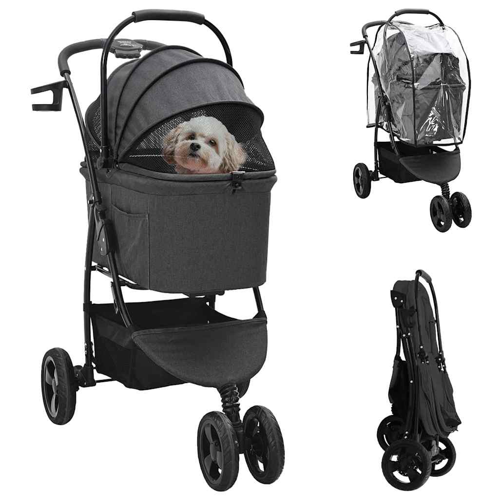 vidaXL Opvouwbare Huisdierenwagen Verstelbaar Roze 81 x 47 x 99 cm