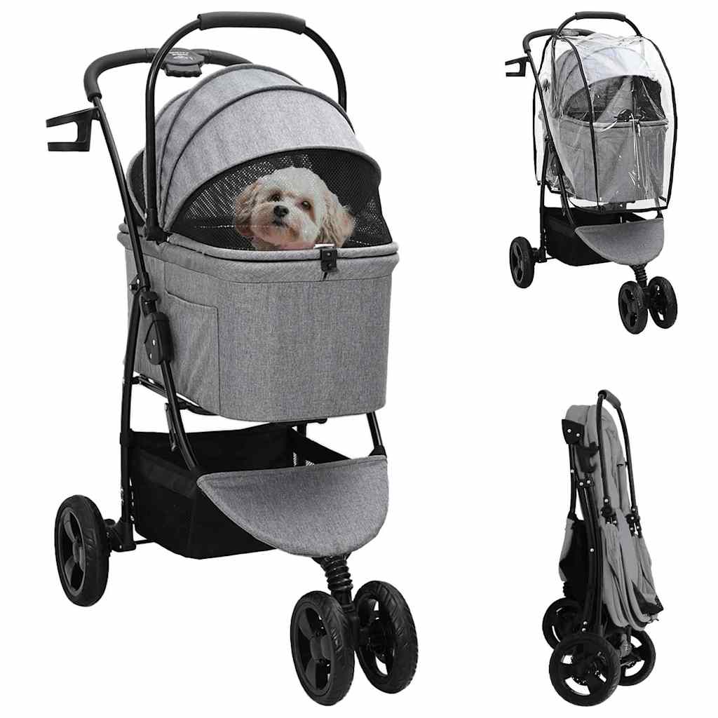 vidaXL Opvouwbare Huisdierenwagen Verstelbaar Roze 81 x 47 x 99 cm