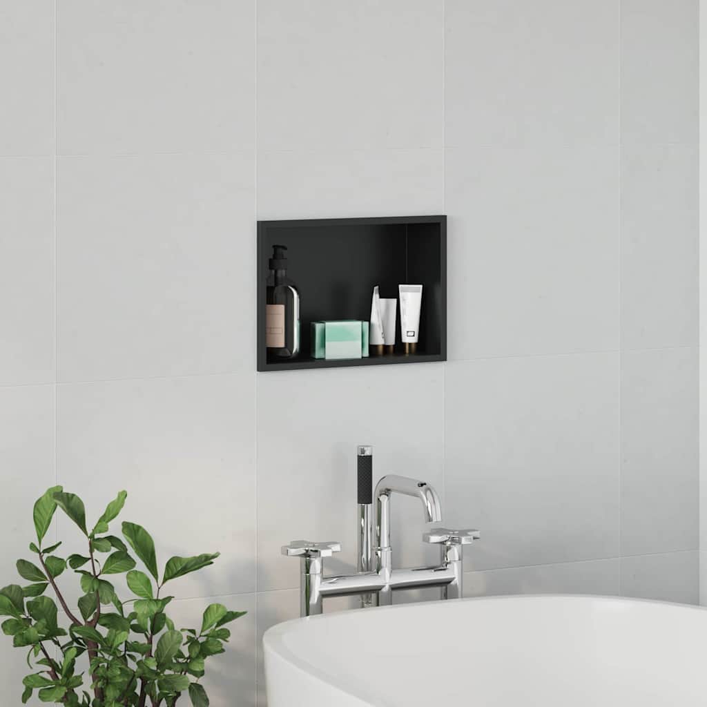 vidaXL Douche Niche Zwart 30 x 20 x 9.5 cm Roestvrij staal