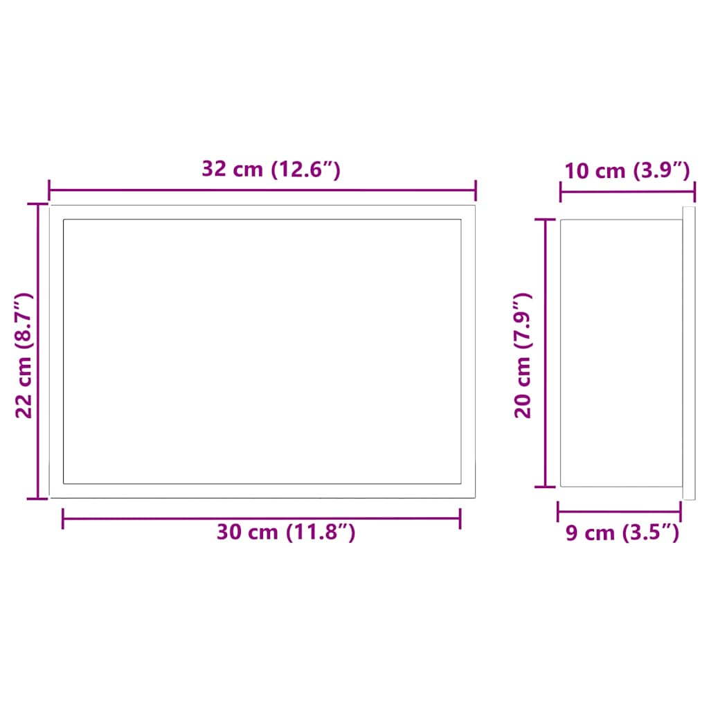 vidaXL Douche Niche Zwart 30 x 20 x 9.5 cm Roestvrij staal