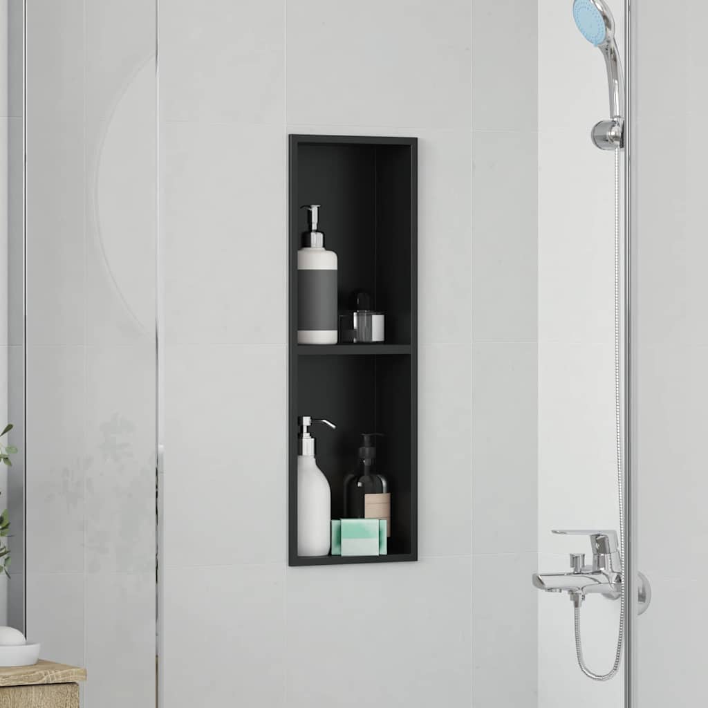 vidaXL Douche Niche Zwart 60 x 20 x 9.5 cm Roestvrij staal
