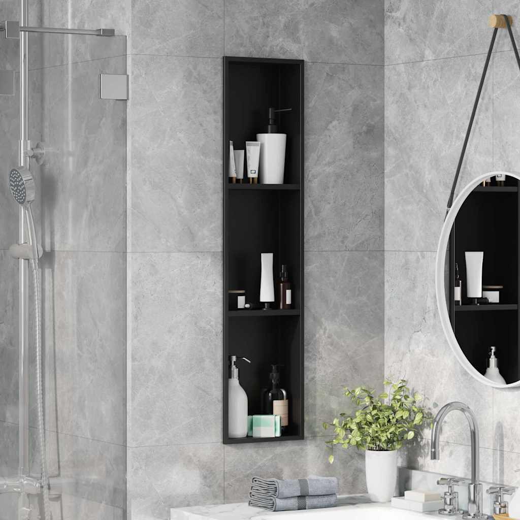 vidaXL Douche Niche Zwart 60 x 20 x 9.5 cm Roestvrij staal