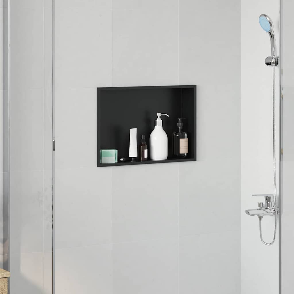 vidaXL Douche Niche Zwart 30 x 20 x 9.5 cm Roestvrij staal