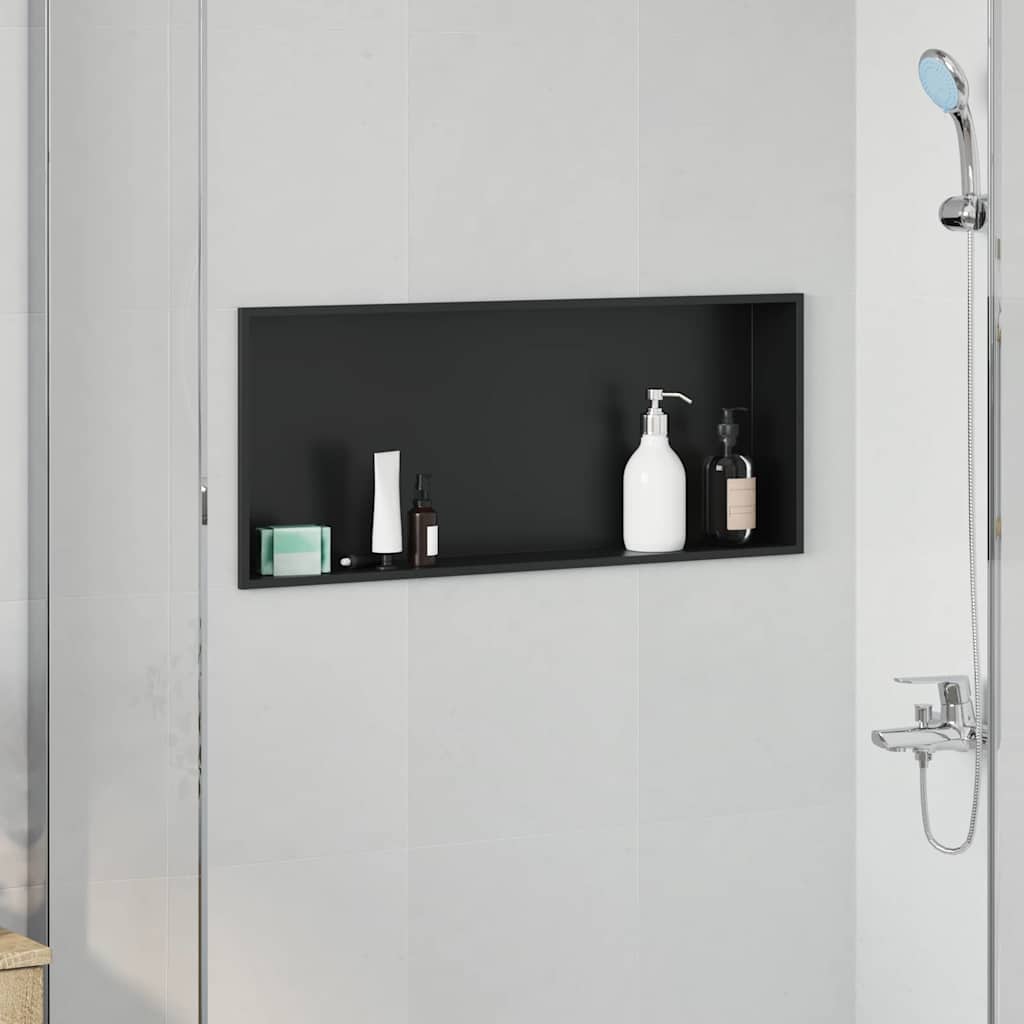 vidaXL Douche Niche Zwart 30 x 20 x 9.5 cm Roestvrij staal
