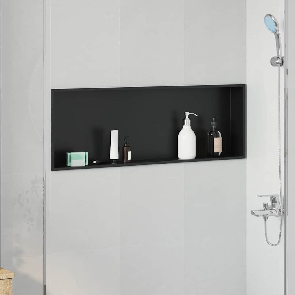 vidaXL Douche Niche Zwart 30 x 20 x 9.5 cm Roestvrij staal