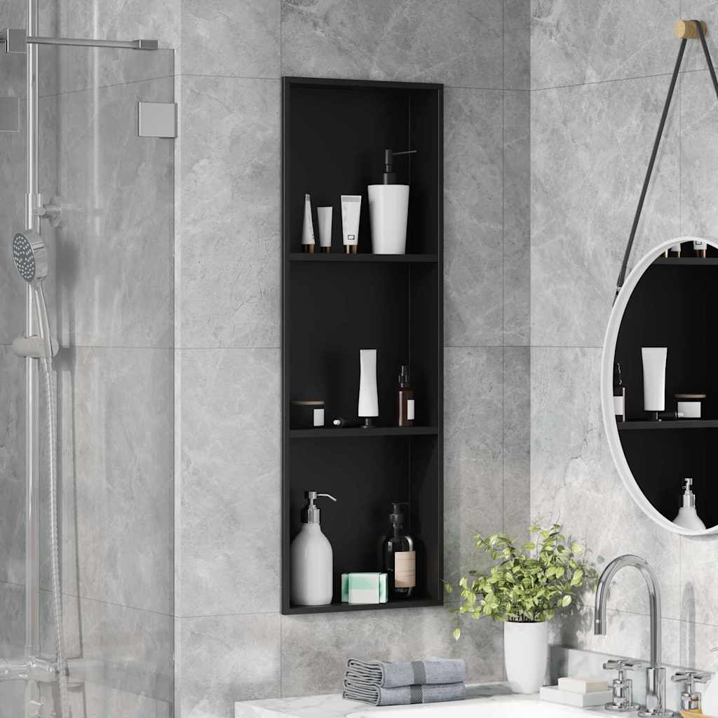 vidaXL Douche Niche Zwart 60 x 20 x 9.5 cm Roestvrij staal