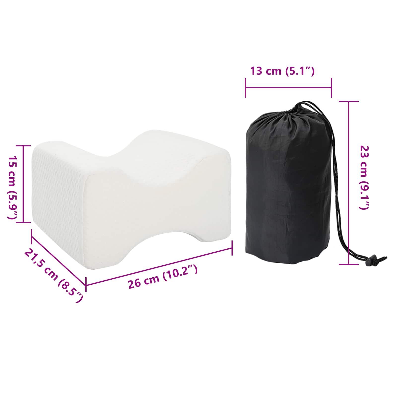 vidaXL Hoofdkussen met kussen Wit 26 x 21 x 15 cm Polyester