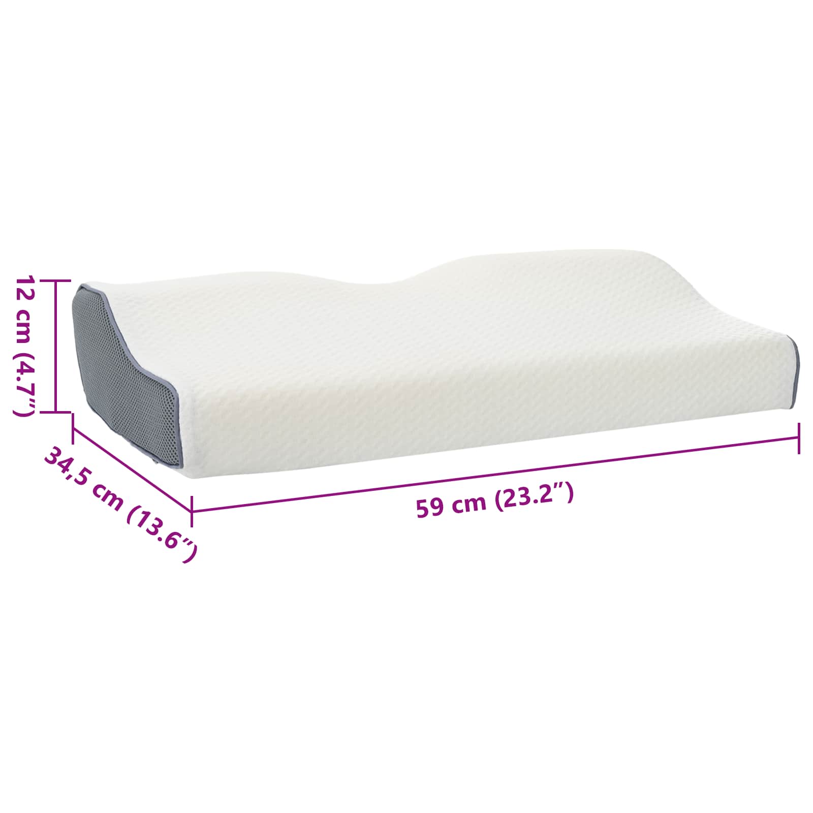 vidaXL Hoofdkussen met kussen Wit 60 x 34 x 11 cm Polyester