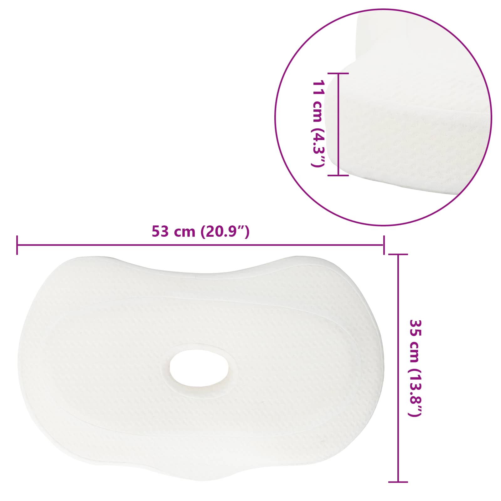 vidaXL Hoofdkussen met kussen Wit 55 x 36 x 10 cm Polyester