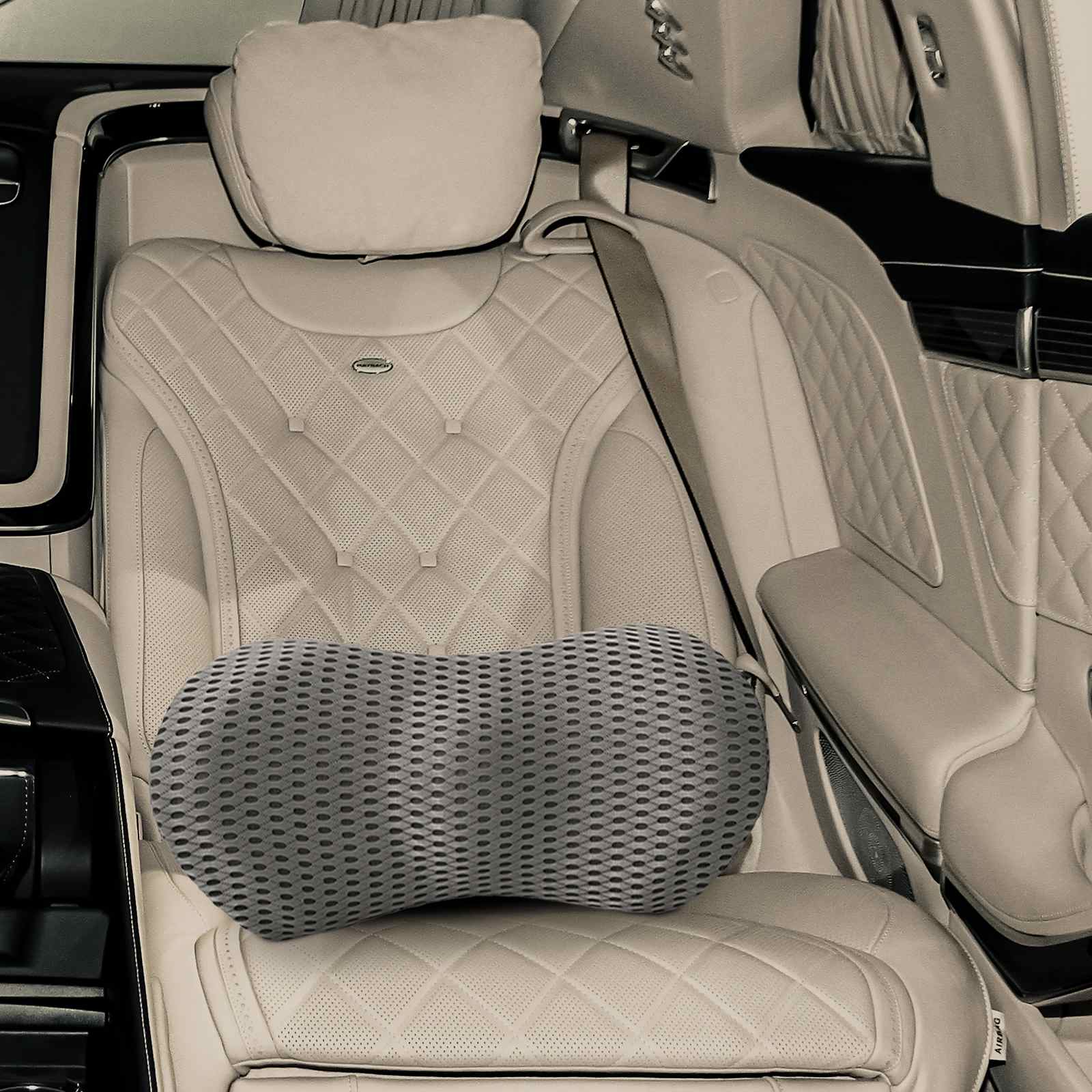 vidaXL Hoofdkussen met kussen Grijs 47 x 24 x 13 cm 4D Mesh