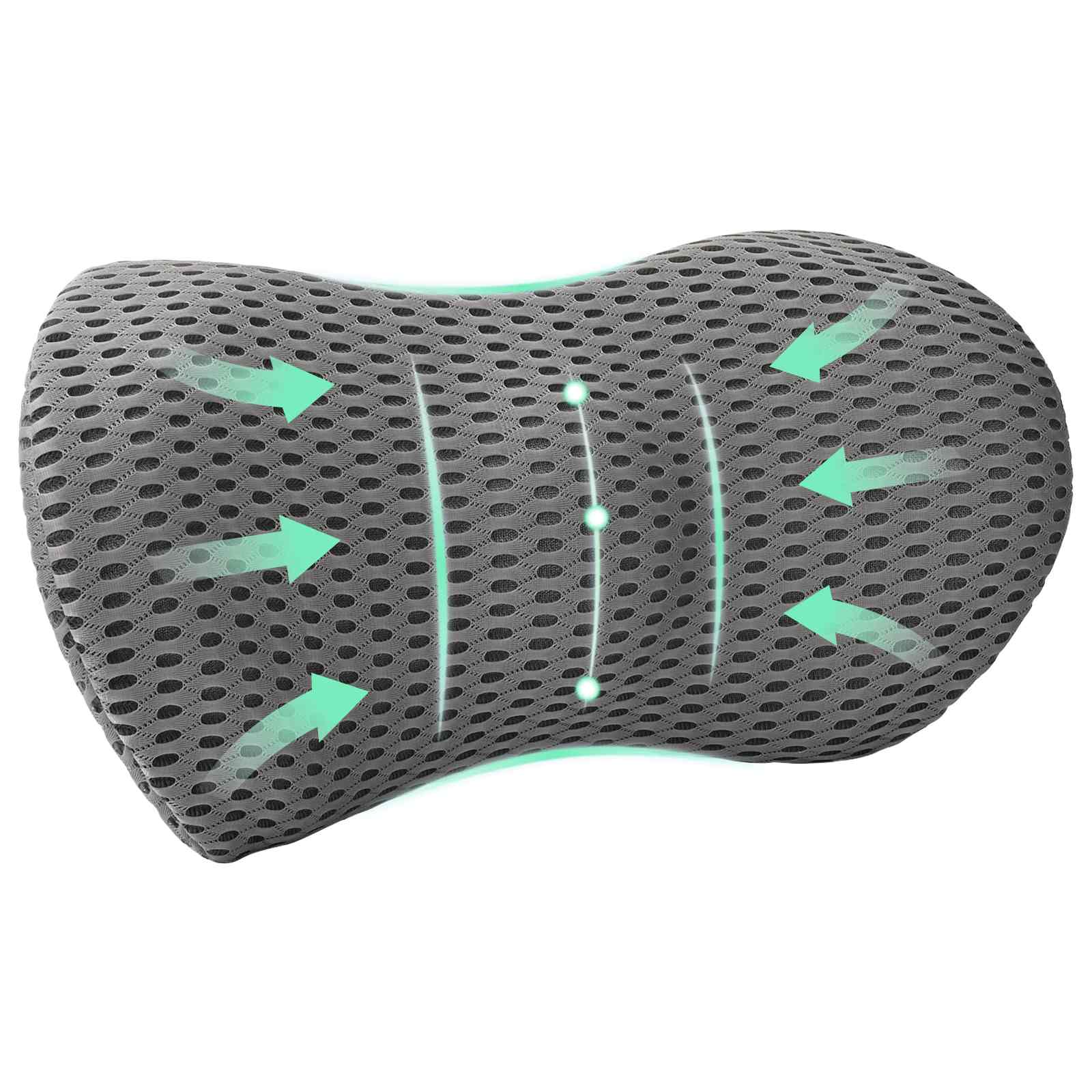 vidaXL Hoofdkussen met kussen Grijs 47 x 24 x 13 cm 4D Mesh
