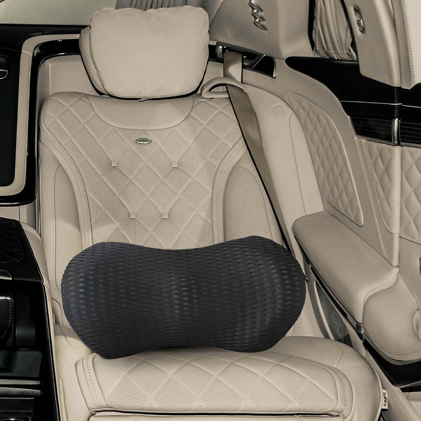 vidaXL Hoofdkussen met kussen Grijs 47 x 24 x 13 cm 4D Mesh