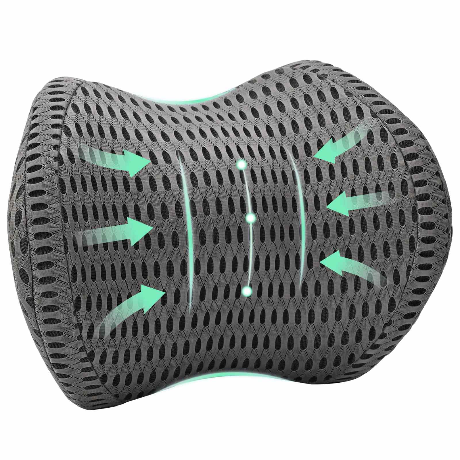 vidaXL Hoofdkussen met kussen Grijs 31 x 23 x 14 cm 4D Mesh