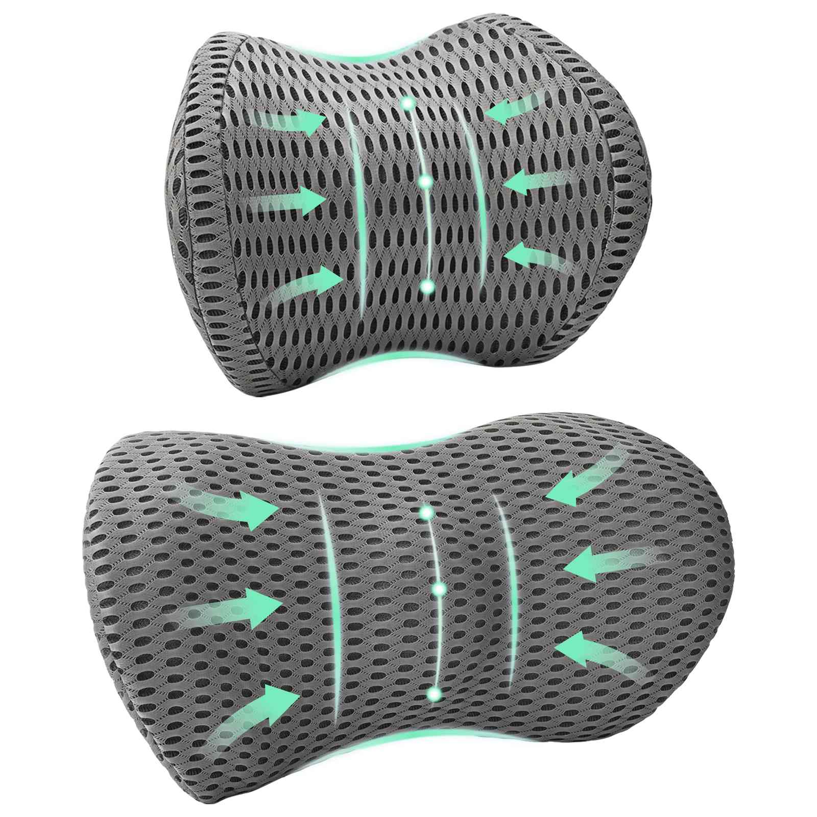 vidaXL Hoofdkussen met kussen Verstelbaar 2 pcs Grijs 4D Mesh