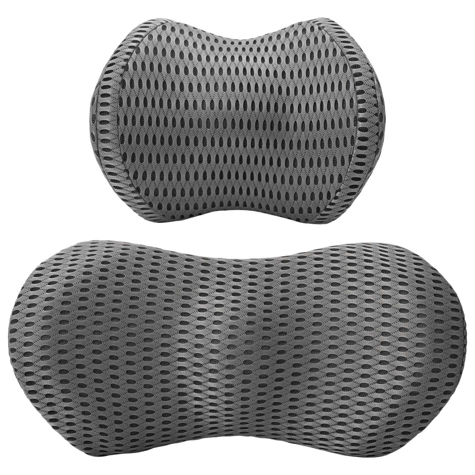 vidaXL Hoofdkussen met kussen Verstelbaar 2 pcs Grijs 4D Mesh