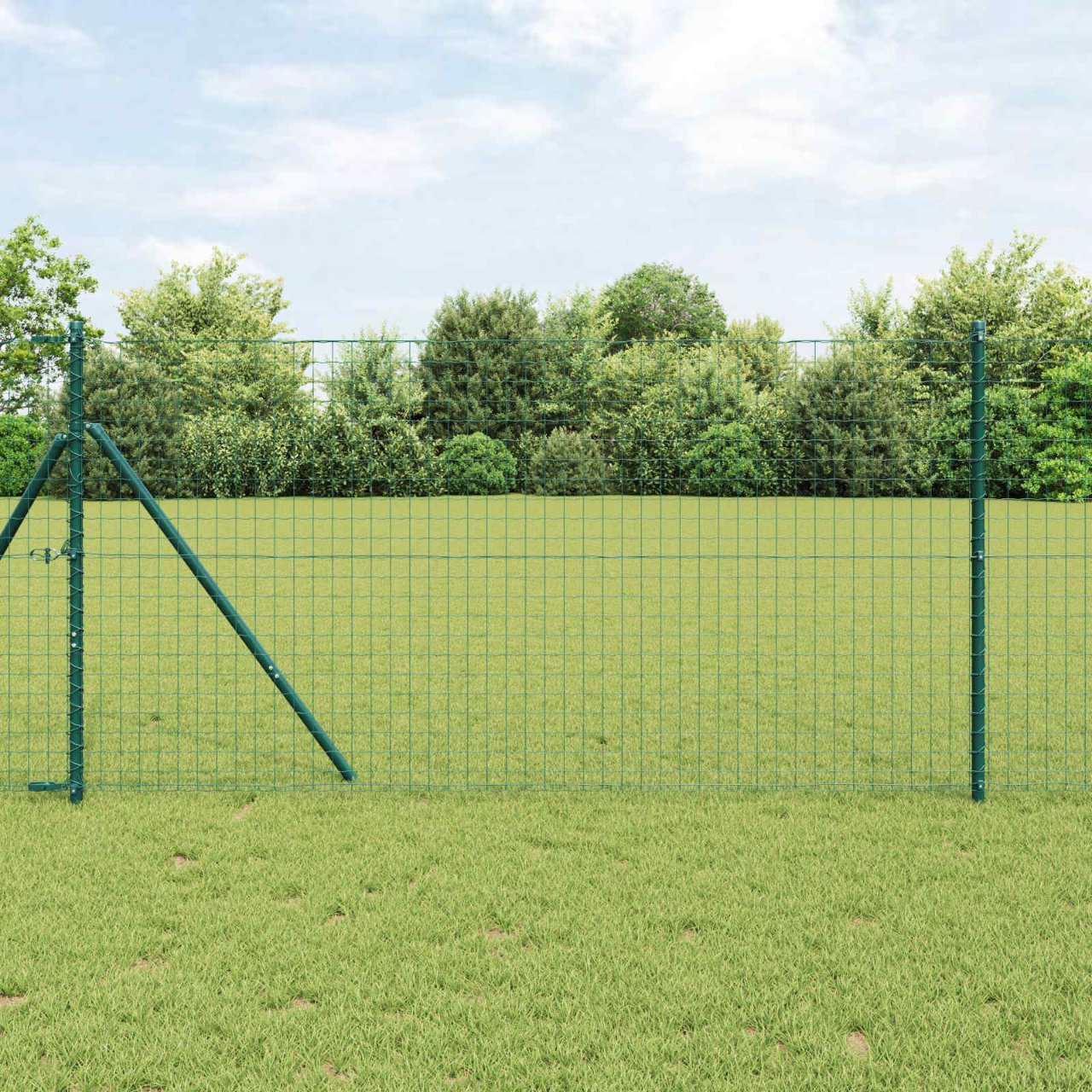 vidaXL Hekpalen 2 pcs Groen 50 cm Poedergecoat staal