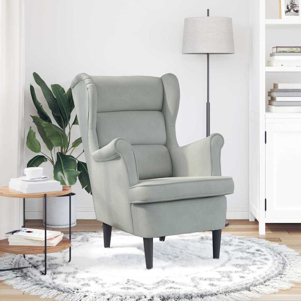 vidaXL Fauteuil Lichtgrijs 71 x 92 x 91 cm Fluweel