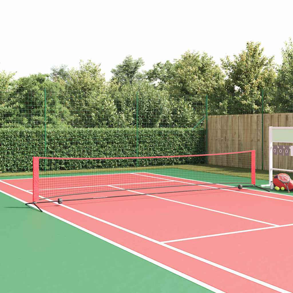 vidaXL Tennisnet Vouw Zwart en rood 301 x 90.5 x 87 cm Polyester
