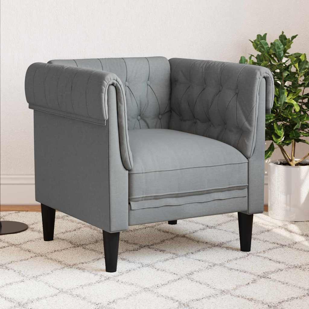 vidaXL Chesterfield Bank Stoel Lichtgrijs 78.5 x 74.5 x 74.5 cm Stof