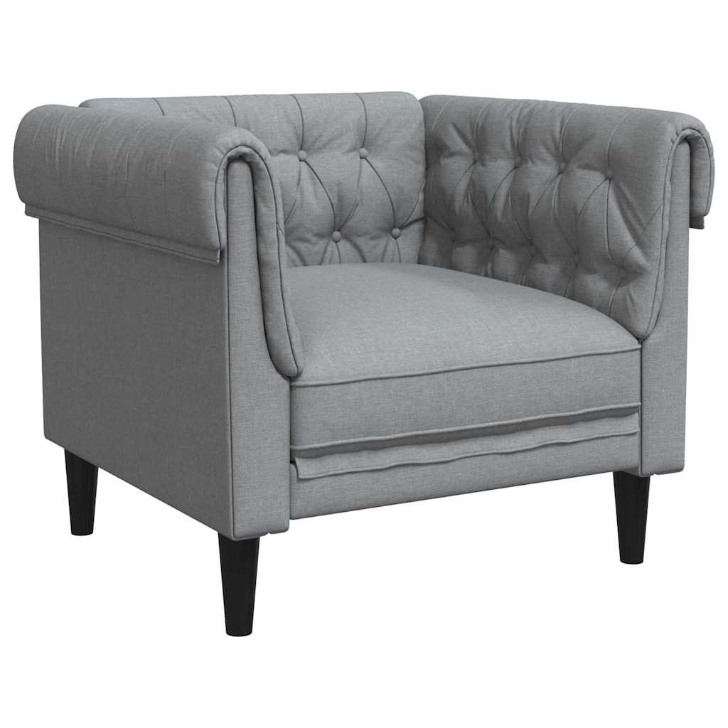 vidaXL Chesterfield Bank Stoel Lichtgrijs 78.5 x 74.5 x 74.5 cm Stof