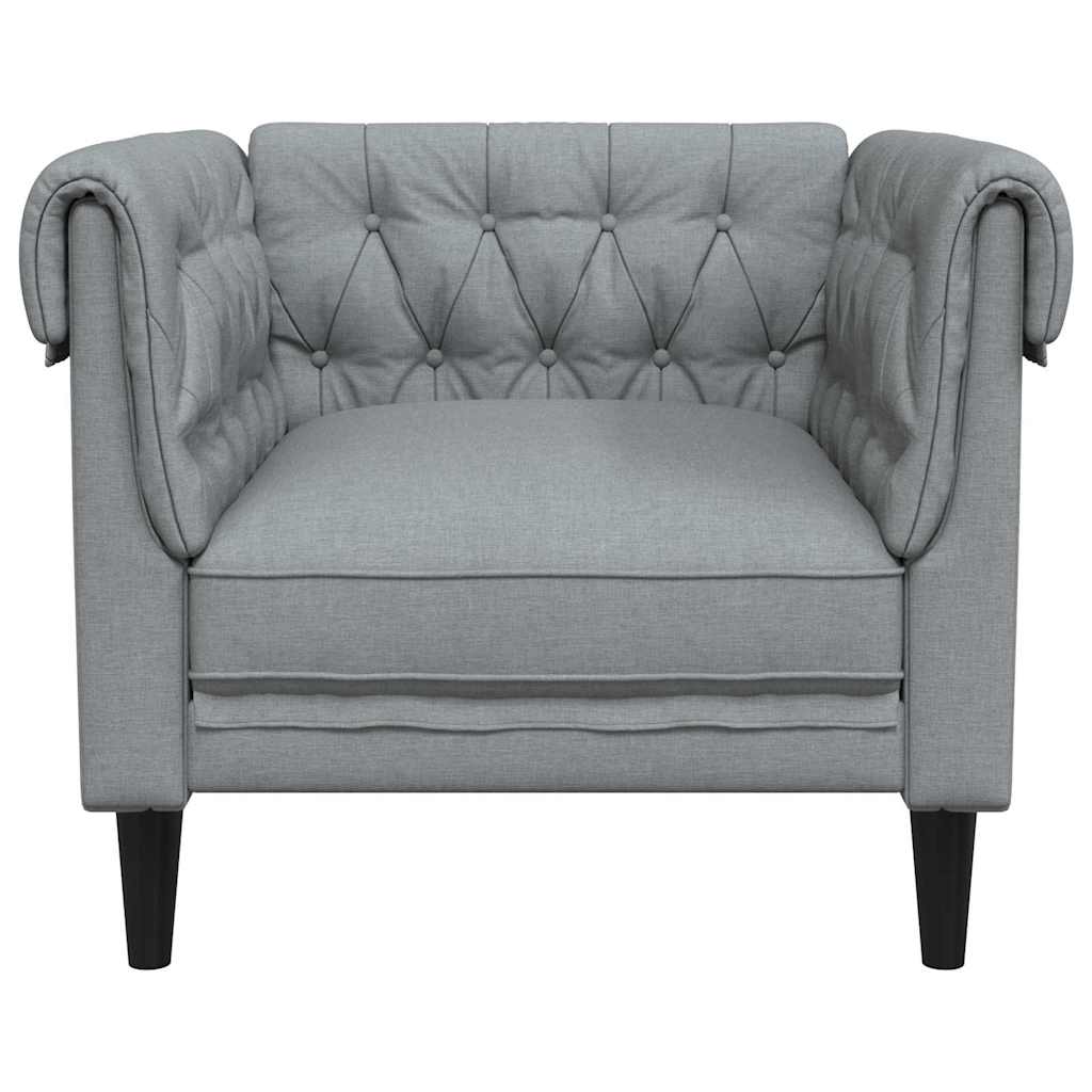 vidaXL Chesterfield Bank Stoel Lichtgrijs 78.5 x 74.5 x 74.5 cm Stof