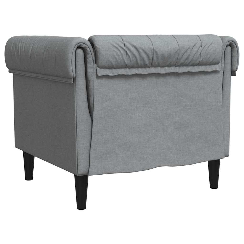vidaXL Chesterfield Bank Stoel Lichtgrijs 78.5 x 74.5 x 74.5 cm Stof