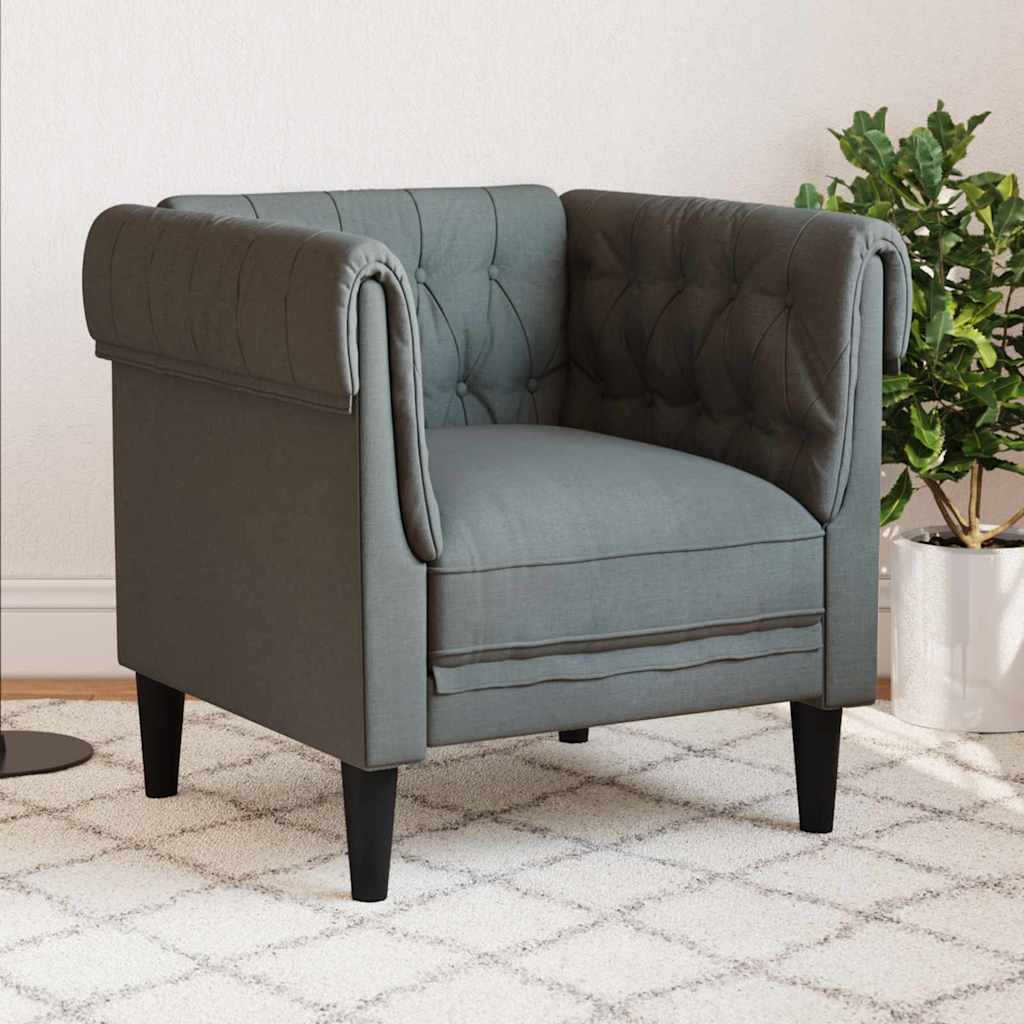 vidaXL Chesterfield Bank Stoel Lichtgrijs 78.5 x 74.5 x 74.5 cm Stof