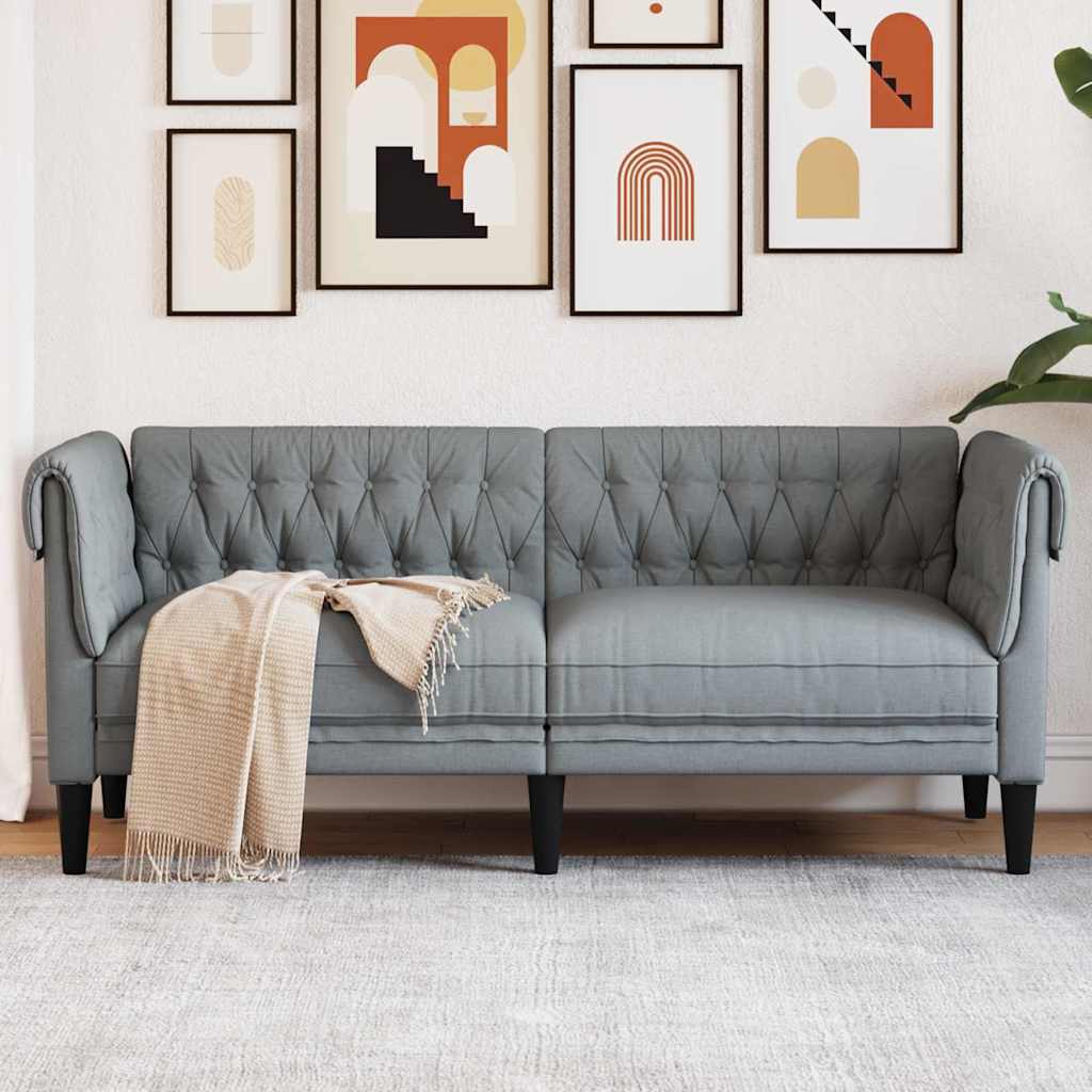 vidaXL Chesterfield Bank Stoel Lichtgrijs 78.5 x 74.5 x 74.5 cm Stof