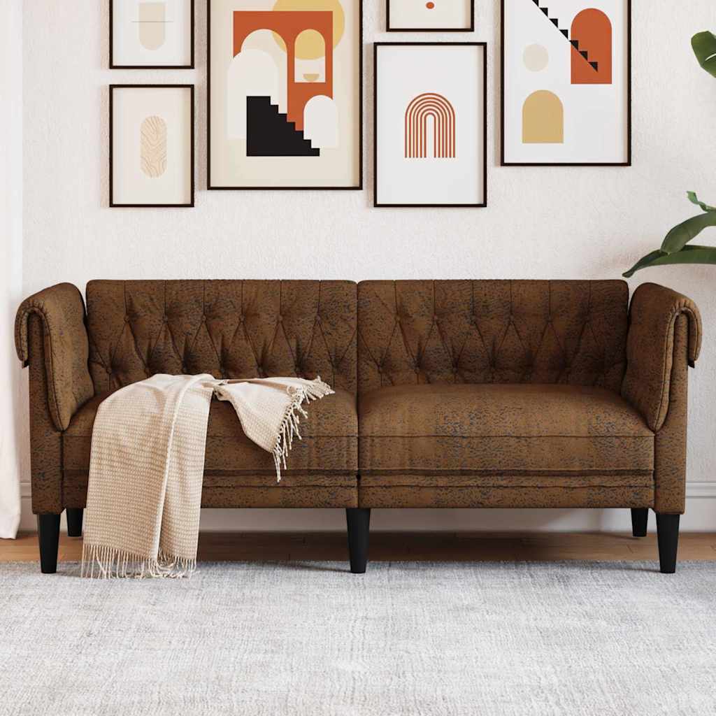 vidaXL Chesterfield Bank Stoel Geruit Bruin 78.5 x 74.5 x 74.5 cm