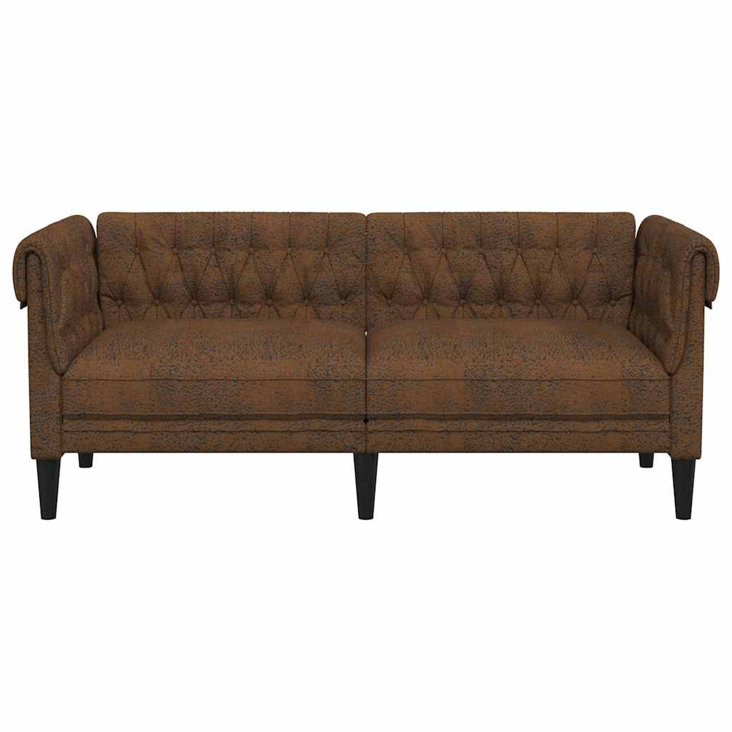 vidaXL Chesterfield Bank Stoel Geruit Bruin 78.5 x 74.5 x 74.5 cm