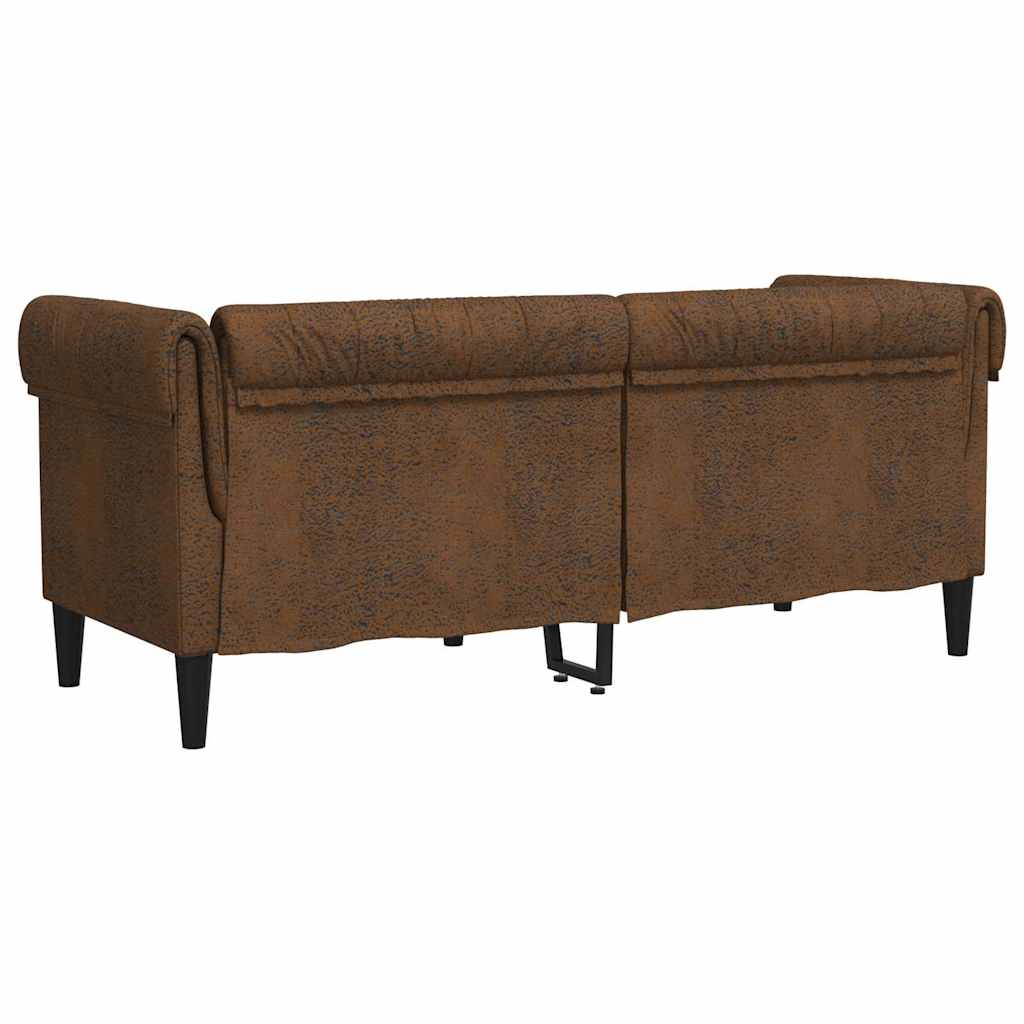 vidaXL Chesterfield Bank Stoel Geruit Bruin 78.5 x 74.5 x 74.5 cm