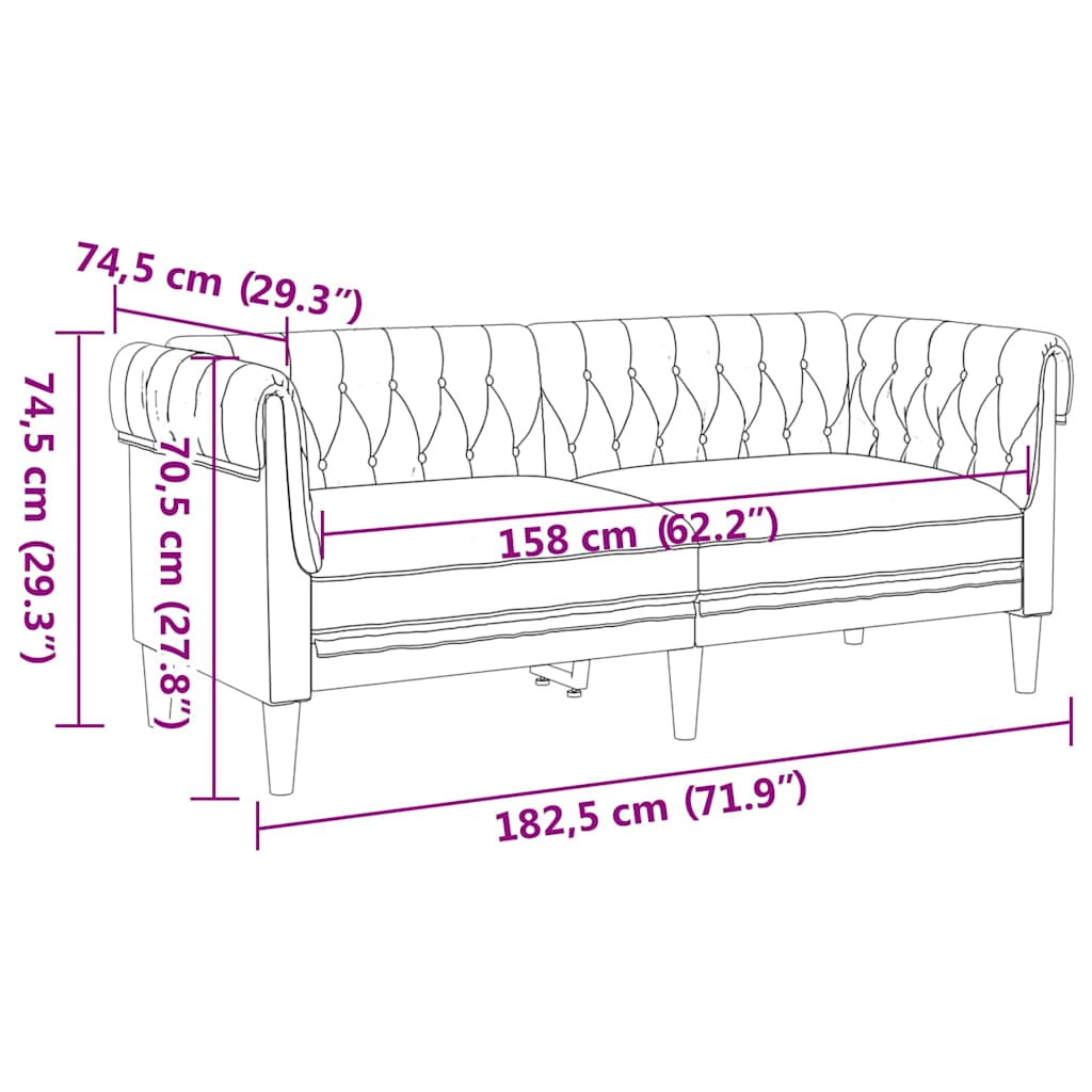 vidaXL Chesterfield Bank Stoel Geruit Bruin 78.5 x 74.5 x 74.5 cm