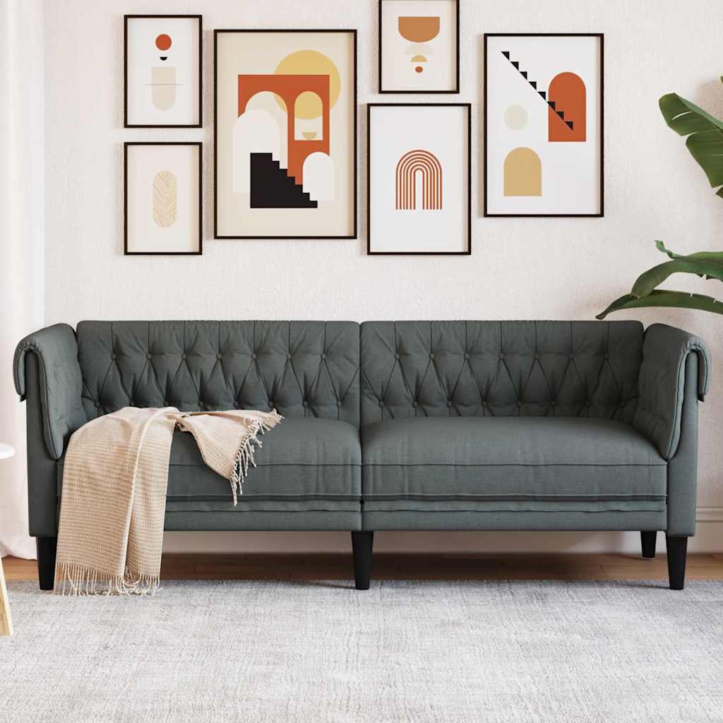 vidaXL Chesterfield Bank Stoel Lichtgrijs 78.5 x 74.5 x 74.5 cm Stof
