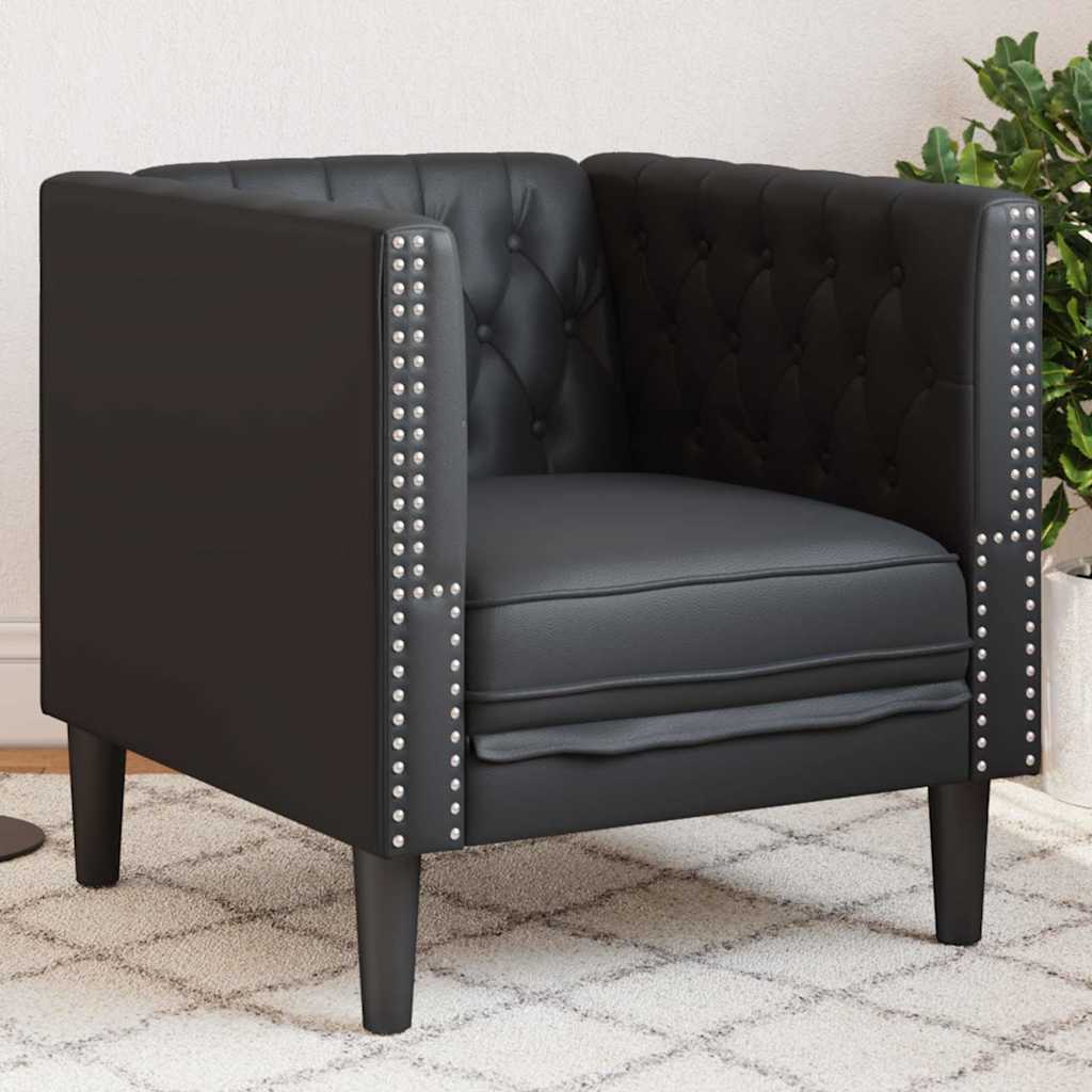 vidaXL Chesterfield Bank Stoel Zwart 71 x 74.5 x 70.5 cm Kunstleer