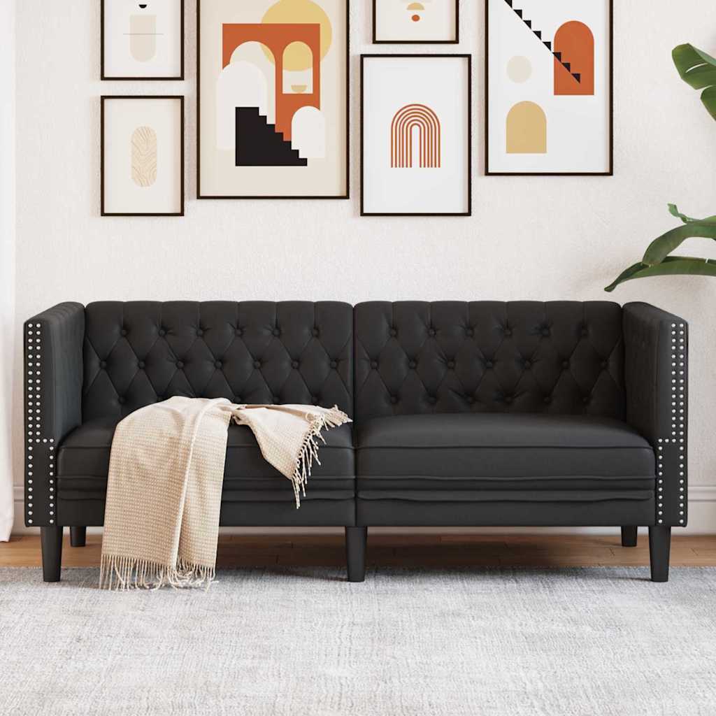 vidaXL Chesterfield Bank Stoel Zwart 71 x 74.5 x 70.5 cm Kunstleer