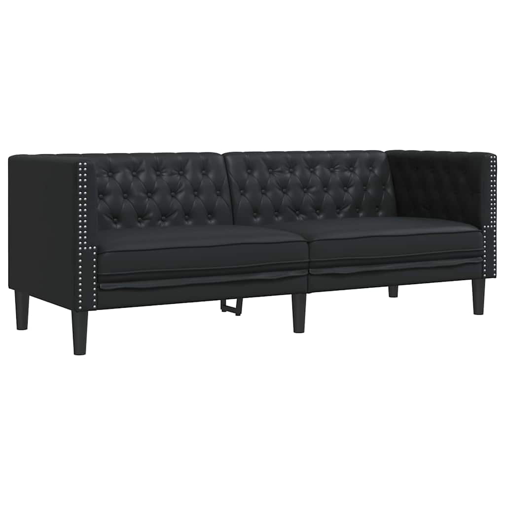 vidaXL Chesterfield Bank Stoel Zwart 71 x 74.5 x 70.5 cm Kunstleer