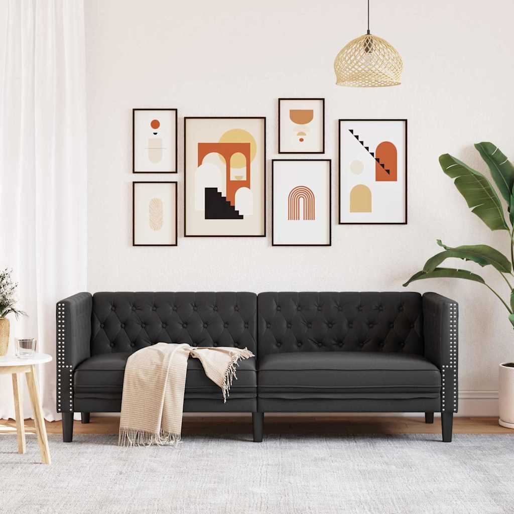 vidaXL Chesterfield Bank Stoel Zwart 71 x 74.5 x 70.5 cm Kunstleer