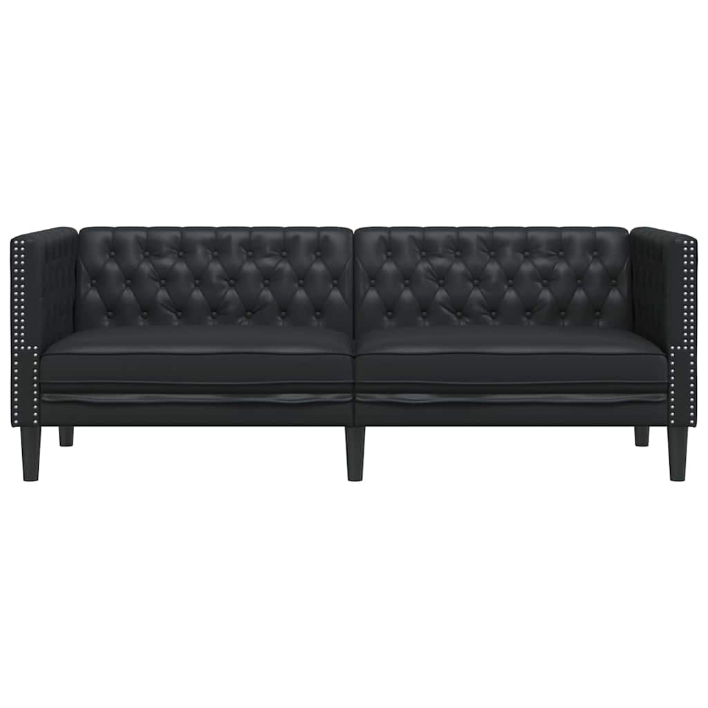 vidaXL Chesterfield Bank Stoel Zwart 71 x 74.5 x 70.5 cm Kunstleer
