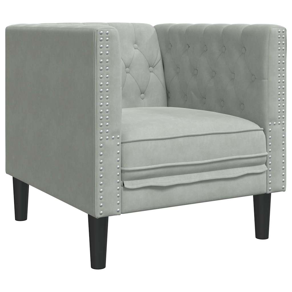 vidaXL Chesterfield Bank Stoel Lichtgrijs 71 x 74.5 x 70.5 cm Fluweel