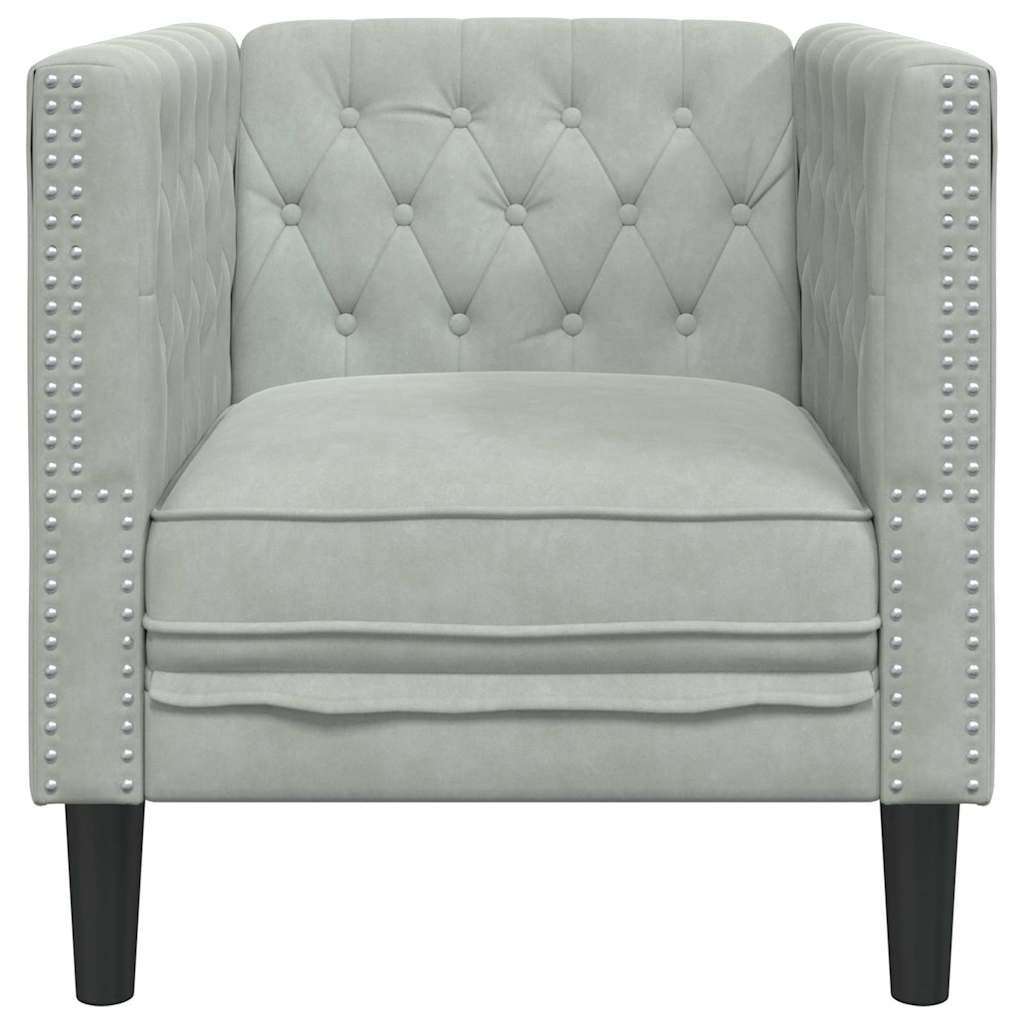 vidaXL Chesterfield Bank Stoel Lichtgrijs 71 x 74.5 x 70.5 cm Fluweel